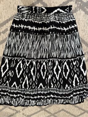 Black & White Maxi Skirt with Geometric Print